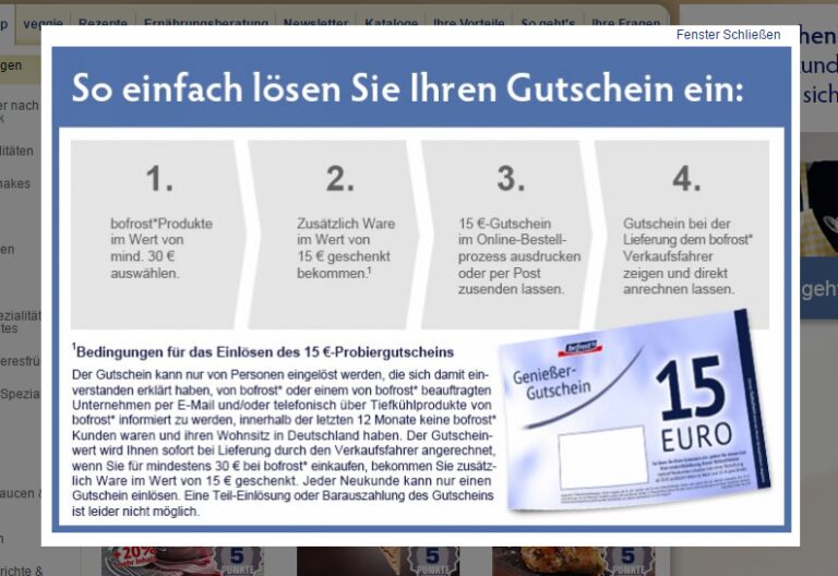 bofrost gutschein 15 euro